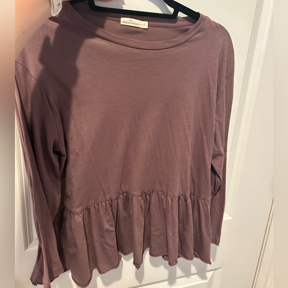 Long sleeve ruffle shirt - size large (fits more of a medium)